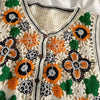 Women Hollow Crochet Knit Vest Waistcoat Beaded Floral Button Crop Cardigan Top