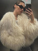 2024 Winter New Fashion Solid Fluffy Fur Coat Women High Street Luxury Lapel Collar Faux Fur Jacket Female Casual Overcoats