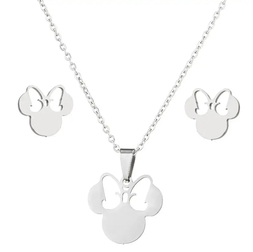SMJEL Stainless Steel Necklaces for Women Jewelry Mini Animal Rabbit Necklace Heart Beat Dog Paw Print Collier Femme Wholesale