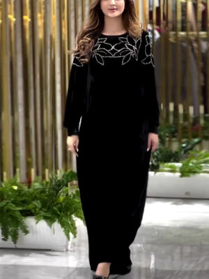 Eid Muslim Party Dress for Women Abaya Spring Velvet Diamond Dresses Ramadan Belt Vestidos Largos Dubai Robe Jalabiya 2024
