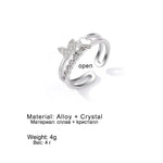 Load image into Gallery viewer, FAMSHIN New Simple Stereoscopic Butterfly Crystal Rings For Women Silver Color Open Adjustable Rings Punk Girls Jewlery Gift