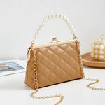 Load image into Gallery viewer, New Fashion Versatile Lingge Embroidery Clip Chain Strap Crossbody Mobile Phone Bag Pearl Handheld Women's Bag