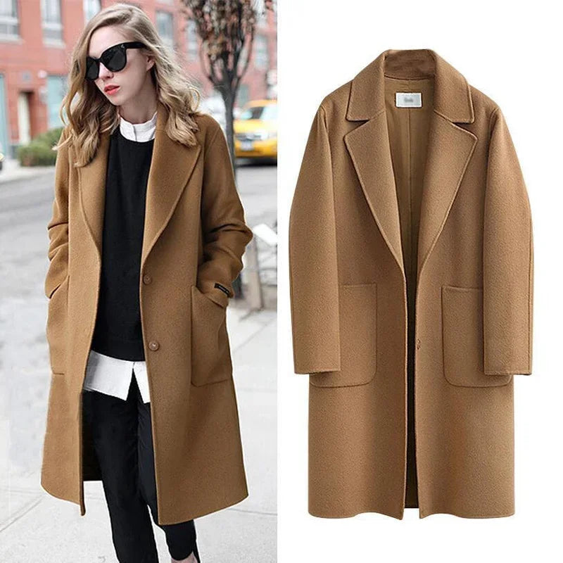 MRMT 2021 Brand New Women's Double-Sided Woolen European American Women's Woolen Coat Long Loose Woolen Coat Women