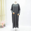 Women Long Dresses Muslim Ramadan Loose Maxi Dress Solid Crew Neck ,Elegant Long Sleeve Muslim Abaya ,Women's Clothing