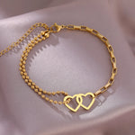 Load image into Gallery viewer, Stainless Steel Bracelets Sweet Hearts Unique Stacked Bead Chain Girls Charms Fashion Couple Bracelet For Women Jewelry Gifts