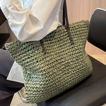 Load image into Gallery viewer, Luxury Design Straw Woven Tote Bags Summer Casual Large Capacity Handbags New Fashion Beach Women Shoulder Simple Style Shopping