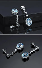 Load image into Gallery viewer, Natural Aquamarine Drop Earrings for Women Sterling Silver 925 Timeless Design Delicate Female Jewelry Wedding Luxury Earrings