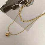 Load image into Gallery viewer, 18K Gold Plated Titanium Steel Double Layered Bead Pendant Necklace for Women Teen Girls Dainty Fashion Jewelry Gifts for Her