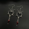 Vintage Punk Bat Heart shaped Earrings for Women Hip Hop Red Stone Pendant Personalized Earrings for Women's Party Jewelry