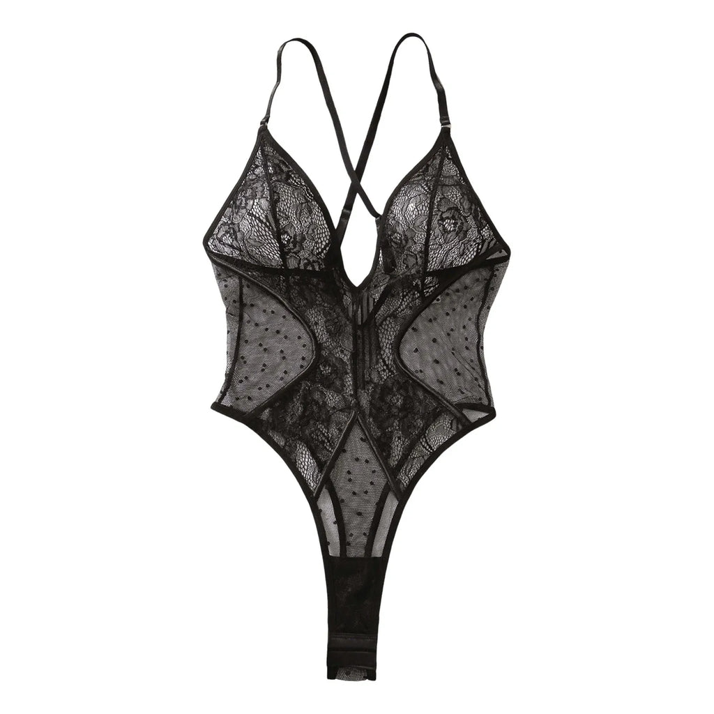 Women'S Underwear Sexy Slim Fit Thin Strap Bodysuit Lace Nightclub Hollow Out Spicy Girl Slim Fit Backless Bodysuit One Piece