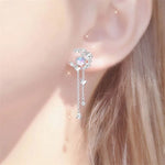 Load image into Gallery viewer, Delicate Cute Zircon Moon Tassel Butterfly Stud Earrings For Women Korean New Fashion Asymmetric Earrings Girls Party Jewelry