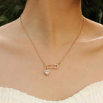 Load image into Gallery viewer, Safety Pin Clip with Heart Pendant Necklace For Women Zircon Stainless Steel Chains Choker Women's Necklace Fashion Jewelry Gift