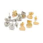 Load image into Gallery viewer, 10pcs Stainless Steel Earrings Connectors Love Heart Round Silver Gold Color Stud Earrings Base Earring Settings Diy Jewlery