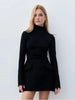 Fashion Long Sleeve Half Turtleneck Dress Women Casual Autumn Spring Solid Sweet Hip Package Skirts Female 2024 New Party Dress