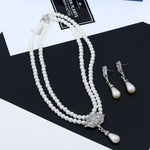 Load image into Gallery viewer, RAKOL Luxury Bride Pearl Crystal Jewelry Sets for Women Korean Temperament Short Collarbone Earring Necklace Set