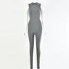 Hot selling 2022 summer new women's sleeveless slim fitting high waisted sports jumpsuit
