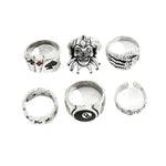 Load image into Gallery viewer, 6pcs/Set Exaggerated Ring Skull Poker Clown Number Joker Shape Punk Personalized Ring Y2k Accessories Goth Skeleton Men Jewelry