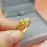 Load image into Gallery viewer, Engagement Rings for Women Stainless Steel Yellow Zirconia Square Finger Ring Adjustable Wedding Band Jewelry Accessories