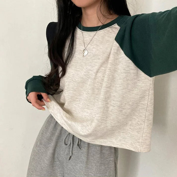 S-3xl T-shirts Women Spring Cotton Korean Version Patchwork Tops Long Sleeve Sweet Loose Korean Style Leisure All-match Students