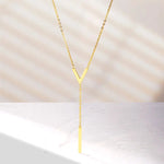 Load image into Gallery viewer, 316L Stainless Steel Letter V Pendant Charms Necklace Romantic Minimalist Short Clavicle Chain Tassel Choker Gift For Girlfriend