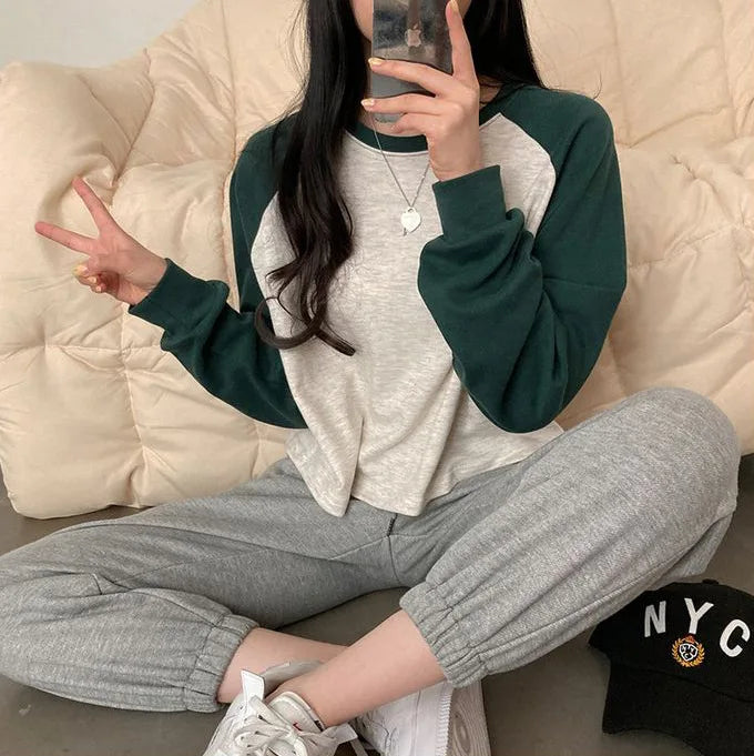 S-3xl T-shirts Women Spring Cotton Korean Version Patchwork Tops Long Sleeve Sweet Loose Korean Style Leisure All-match Students