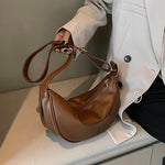 Load image into Gallery viewer, Half Moon Small PU Leather Zipper Crossbody Bags For Women Solid Color Shoulder Handbags 2023 Trends Winter Luxury Brand