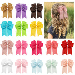 Load image into Gallery viewer, 1/12PCS Girls 6 inch Satin Ribbon Big Hair Clips Kids Barrette Hairgrips Children Ponytail Hair Accessorie