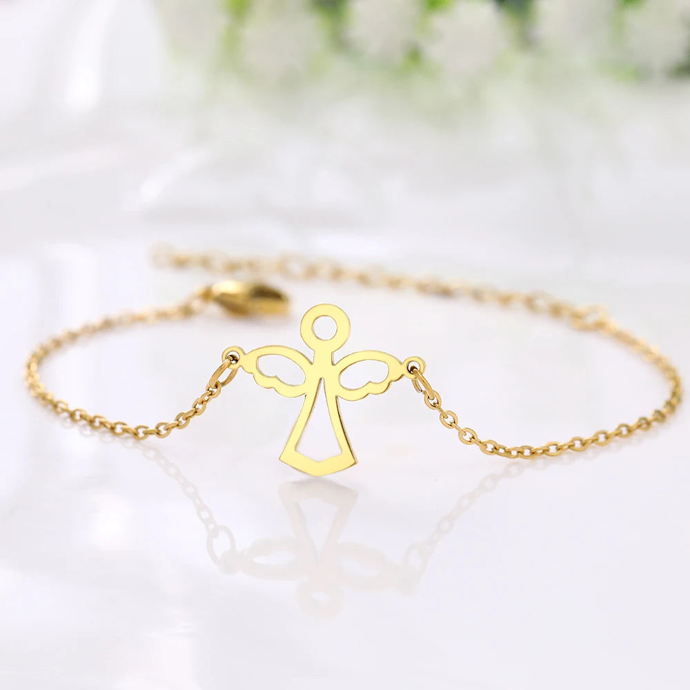 Stainless Steel Bracelets Elegant Cute Cartoon Angel Pendants Girls Trendy Fine Kpop Bracelet For Women Jewelry Wholesale Gifts
