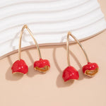 Load image into Gallery viewer, Golden Silver Color Cherry Dangle Earrings for Women Girls Simple Fashion Sweet Cherry Fruit Metal Geometric Earrings Jewelry