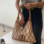 Load image into Gallery viewer, Hollow Out Slim Beach Bags For Women Luxury Designer Handbags Purses 2024 New In Nylon Rope Braided Canvas Inner Pocket Shoulder