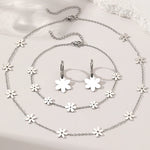 Load image into Gallery viewer, Stainless Steel Jewelry Set Simple High-end Necklace Earrings Bracelet Wrap Around Flower Designs For Women Jewelry Banquet Gift
