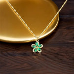 Load image into Gallery viewer, Rotating Titanium Steel Necklace with Vintage Flowers for Women Copper Micro-set Clavicle Chain Sweater Chain Green Zircon