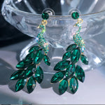 Load image into Gallery viewer, FYUAN Vintage Green Peacock Crystal Earrings for Women Long Tassel Earring Weddings Jewelry