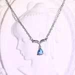Load image into Gallery viewer, 1 Pc Fashion Water Drop Square Full Diamond Exquisite Zircon Copper Silver Colour Necklace Women Causal Daily Prom Gifts Jewelry