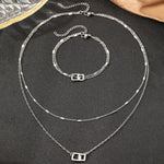Load image into Gallery viewer, Stainless Steel Jewelry Set Classic Fashion Square Clasp Bracelet Necklace Double Chain Jewelry Set For Women Jewelry Noble Gift