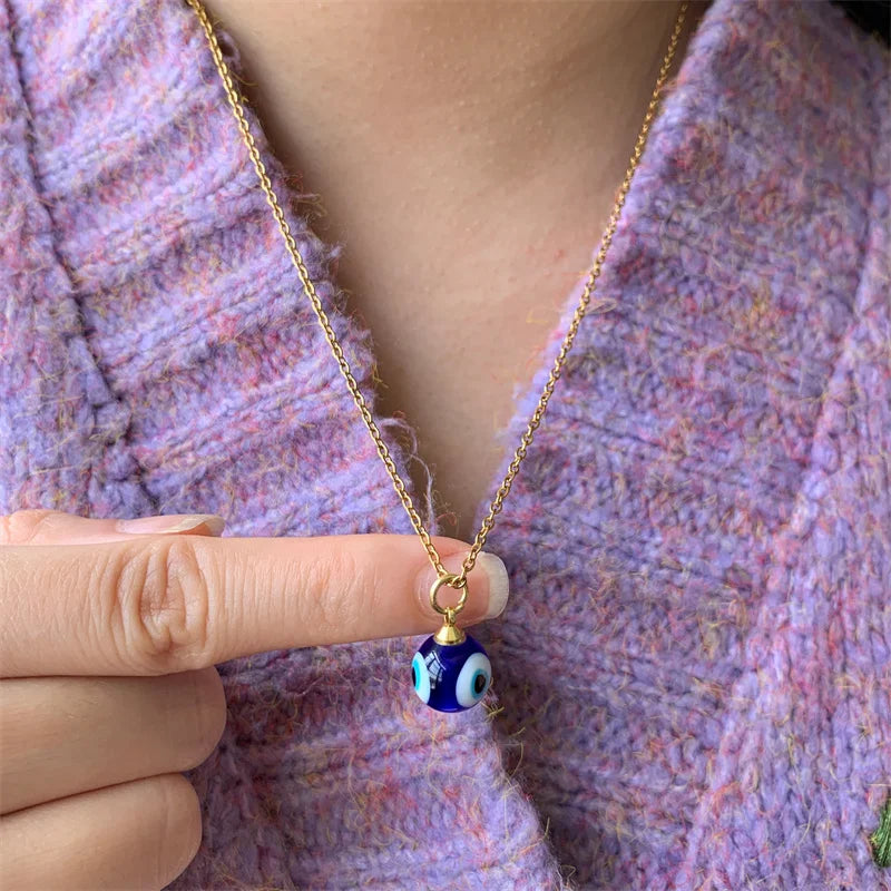 Fashion Blue Evil Eye Choker Necklace for Women Lucky Turkish Jewelry Copper Clavicle Chain Girl Party Wish Card Gift Collar