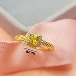 Load image into Gallery viewer, Engagement Rings for Women Stainless Steel Yellow Zirconia Square Finger Ring Adjustable Wedding Band Jewelry Accessories