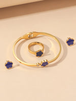 Load image into Gallery viewer, New style five-leaf flower bracelet earrings fashion jewelry set female personality