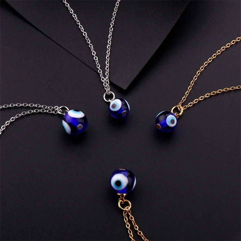 Fashion Blue Evil Eye Choker Necklace for Women Lucky Turkish Jewelry Copper Clavicle Chain Girl Party Wish Card Gift Collar
