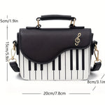 Load image into Gallery viewer, Piano Guitar Music Notes Handbag, Creative PU Leather Tote Bag, Trendy Crossbody Bag For Women Girls