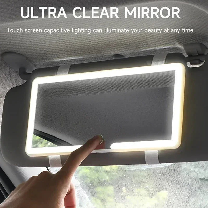 Auto Mirror Sun Visor Makeup Mirror LED Touch Screen Three Light Modes Adjustable Rechargeable Car Interior Rear Vanity Mirror