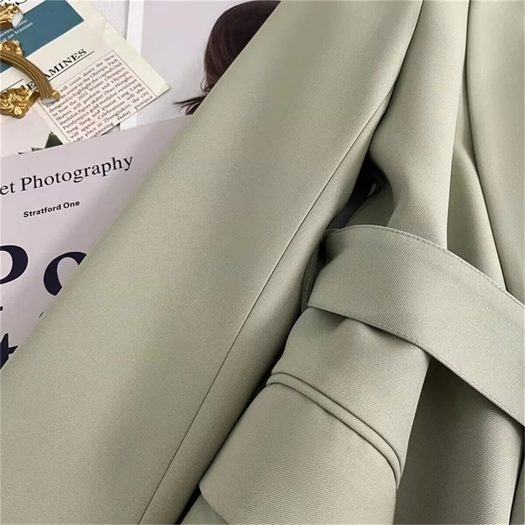 Women's Suit Coat With Belt Elegant Casual Blazer Korean Fashion Luxury Jacket Spring Autumn Solid Color Ladies Office Clothing