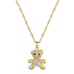 Load image into Gallery viewer, Cute Fashionable Bear Micropaved Rhinestone Pendant Necklace Earrings Set Women's Jewelry Perfect Birthday Gift for Girls Women