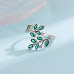Load image into Gallery viewer, Wedding Anniversary Fashion 925 Sterling Silver Emerald Fine Jewelry Open Rings For Women Bague LR294