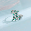 Wedding Anniversary Fashion 925 Sterling Silver Emerald Fine Jewelry Open Rings For Women Bague LR294