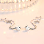 Load image into Gallery viewer, Genuine 925 Sterling Silver Jewelry Long Chains Star Drop Earrings For Lady New XY0026