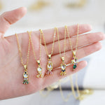 Load image into Gallery viewer, FLOLA Lovely Pink Crystal Princess Necklaces for Women Girls Copper Opal Crystal Mermaid Necklaces Small CZ Jewelry Gifts nker79