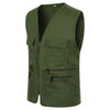 2022 Men's Multi-pocket Vest Casual Fishing Vest Men's Solid Color Overalls Sleeveless Zipper Director Vest