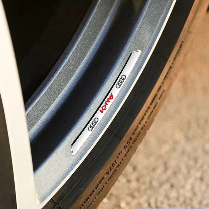 Aluminum Car Wheel Hub Badge Tire Rim Stickers Decoration Accessories For Audi Quattro A1 A3 A4 A5 A6 A7 Q3 Q5 Q7 RS3 RS S3 S4
