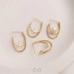 Load image into Gallery viewer, 925 Silver Needle 14K Gold Wrapped Earrings Handmade DIY Set with Half Hole Crystal Pearl Needle Bracelet Earrings Material E094
